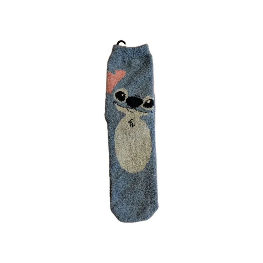 Disney Stitch Adult Fuzzy Socks Set Of 3 Blue Size 9-11